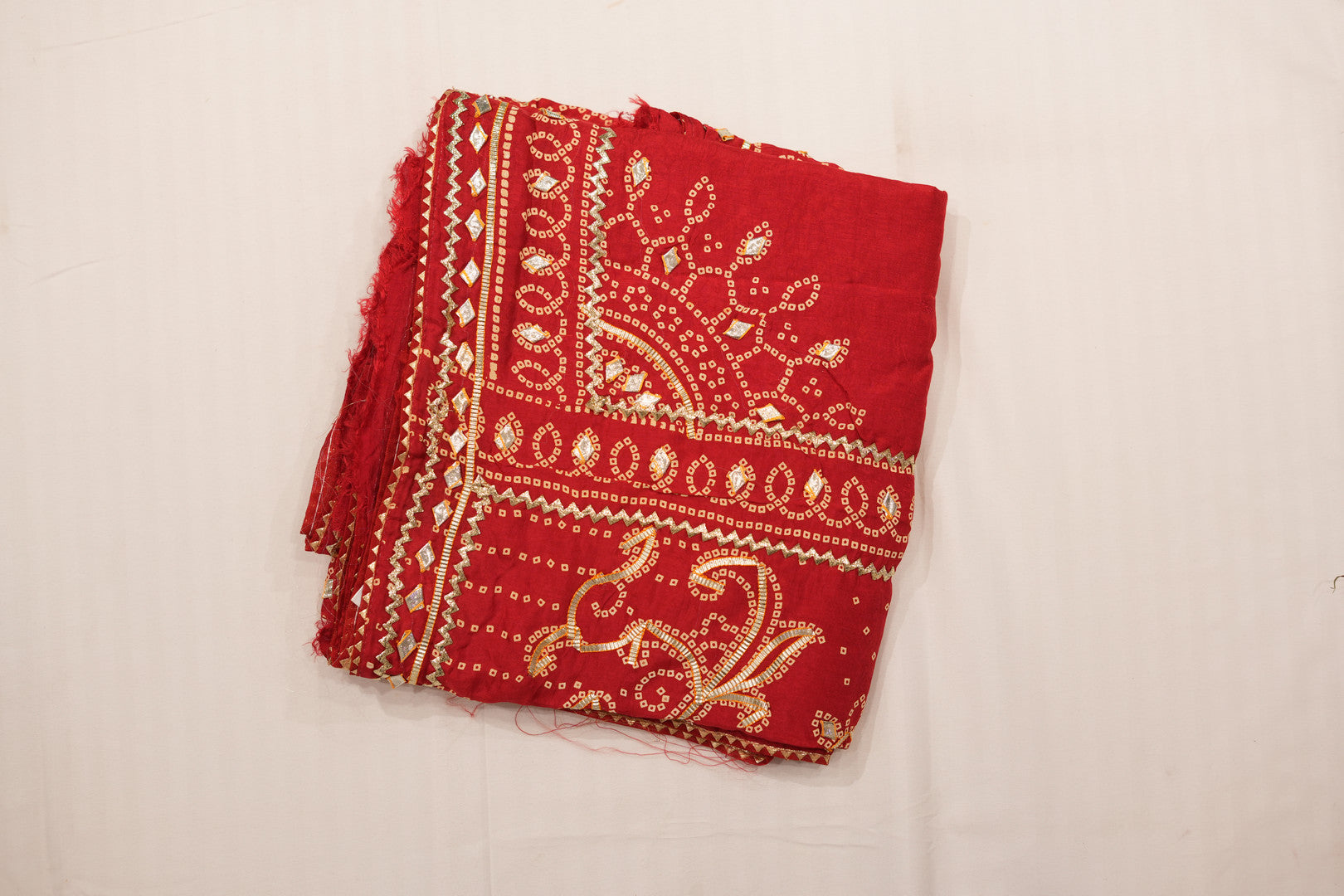 Pure Silk Bandhini Gajji With Gota Patti Work Saree