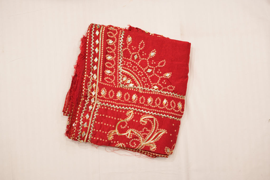 Pure Silk Bandhini Gajji With Gota Patti Work Saree