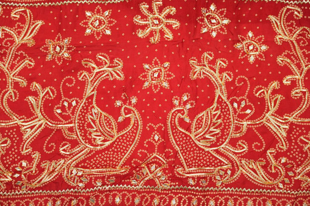 Pure Silk Bandhini Gajji With Gota Patti Work Saree