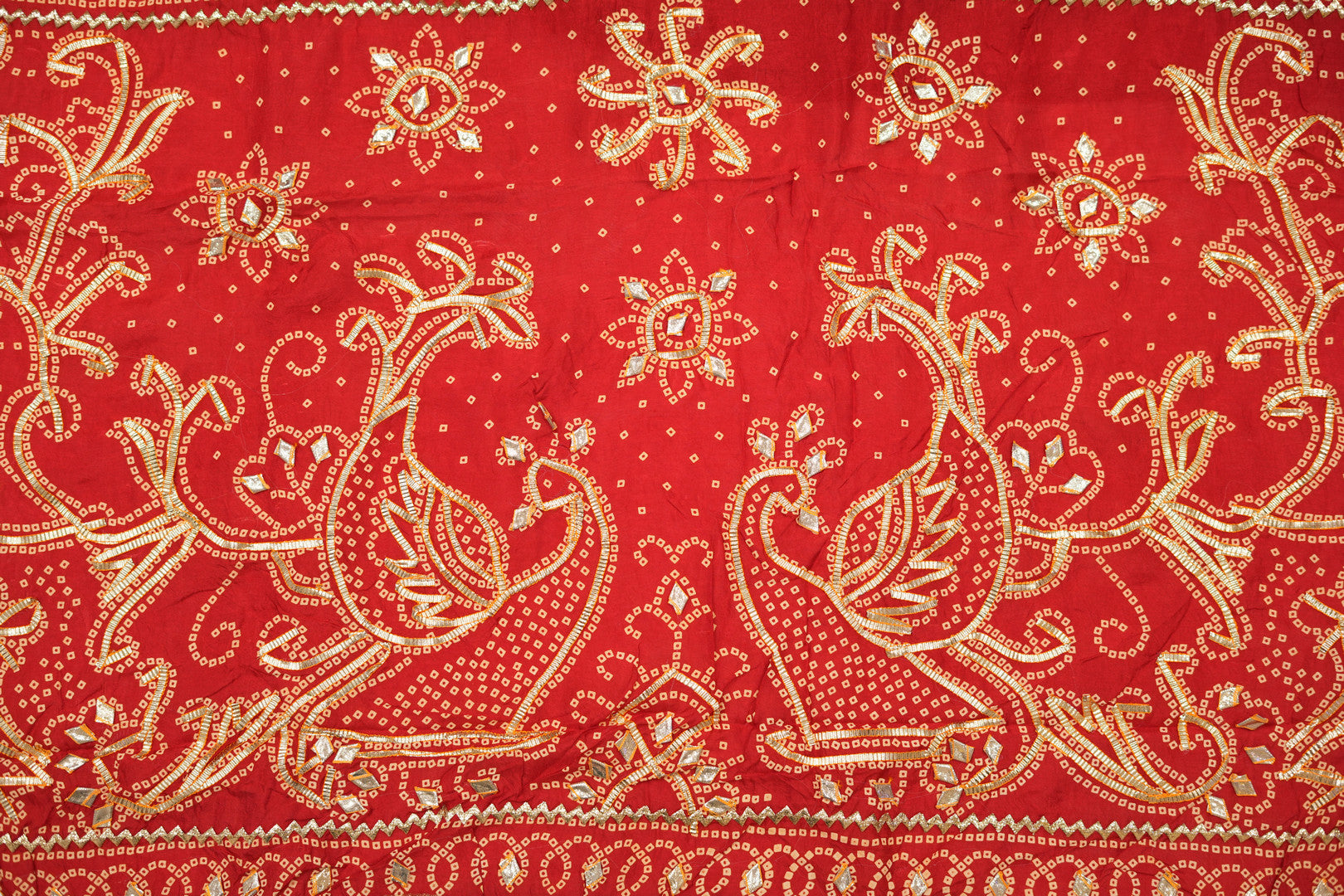 Pure Silk Bandhini Gajji With Gota Patti Work Saree