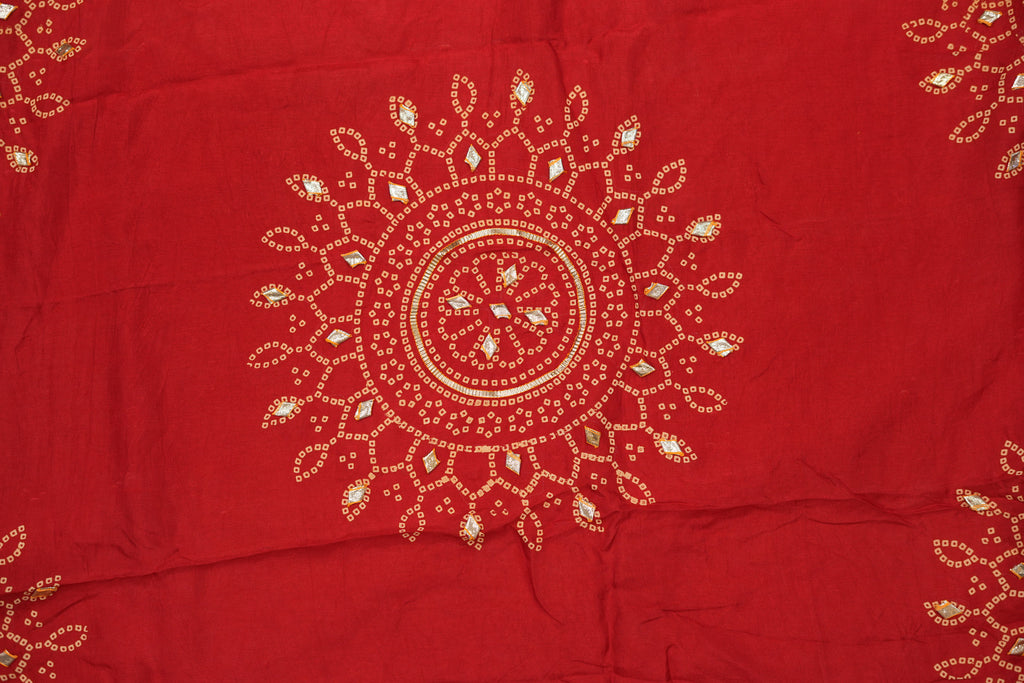 Pure Silk Bandhini Gajji With Gota Patti Work Saree