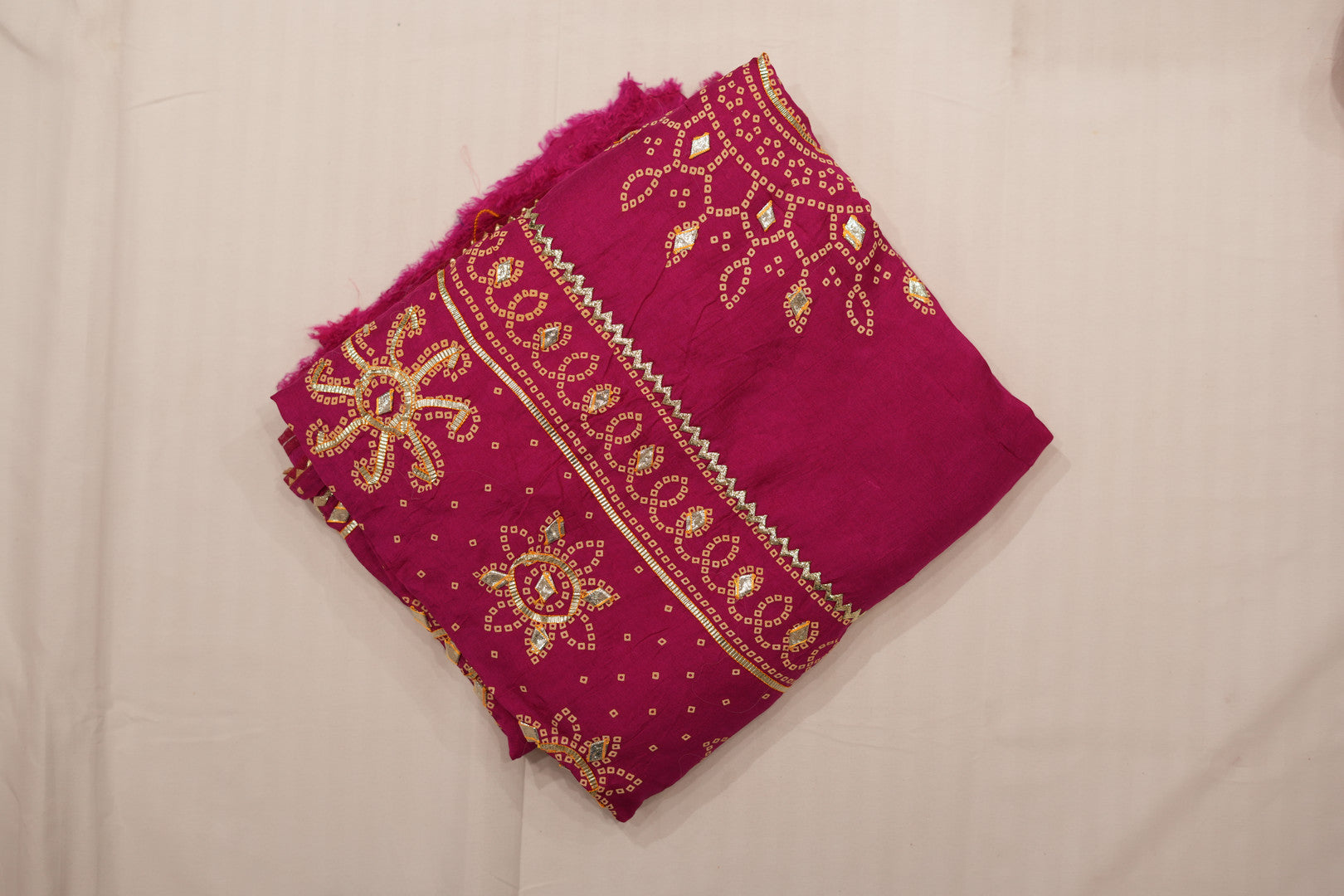 Pure Silk Bandhini Gajji With Gota Patti Work Saree