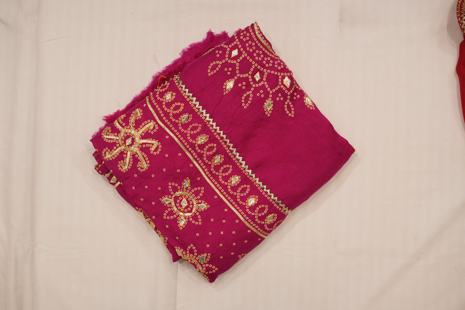Pure Silk Bandhini Gajji With Gota Patti Work Saree