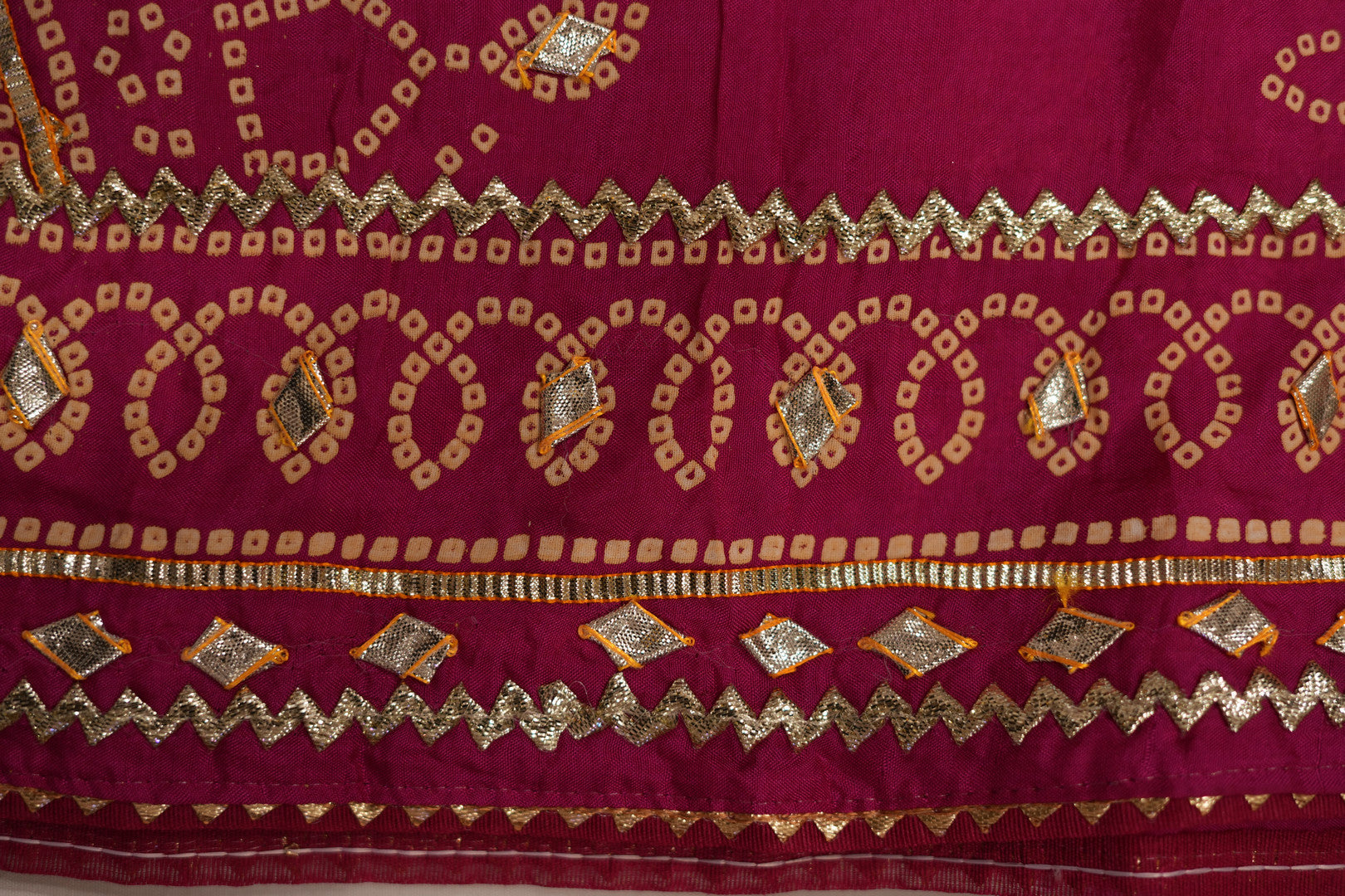 Pure Silk Bandhini Gajji With Gota Patti Work Saree