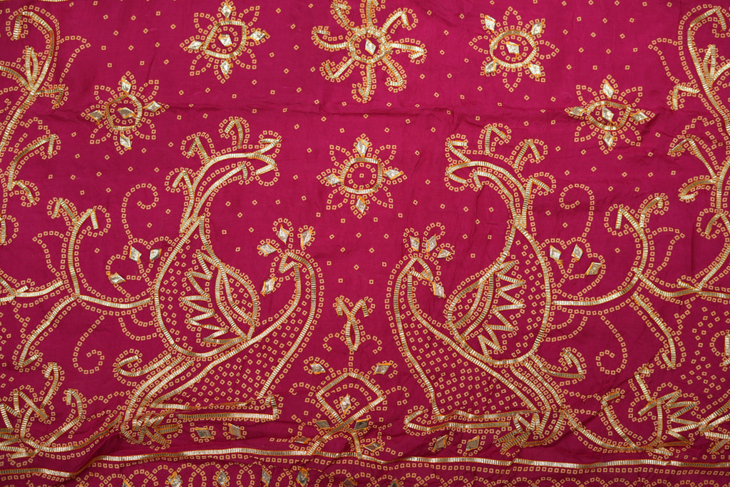 Pure Silk Bandhini Gajji With Gota Patti Work Saree