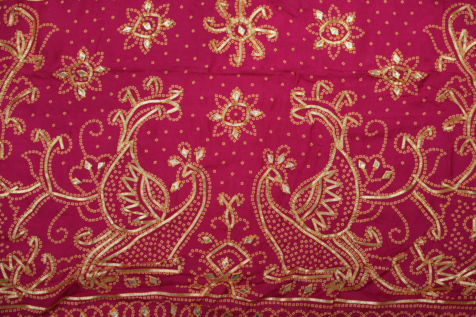 Pure Silk Bandhini Gajji With Gota Patti Work Saree