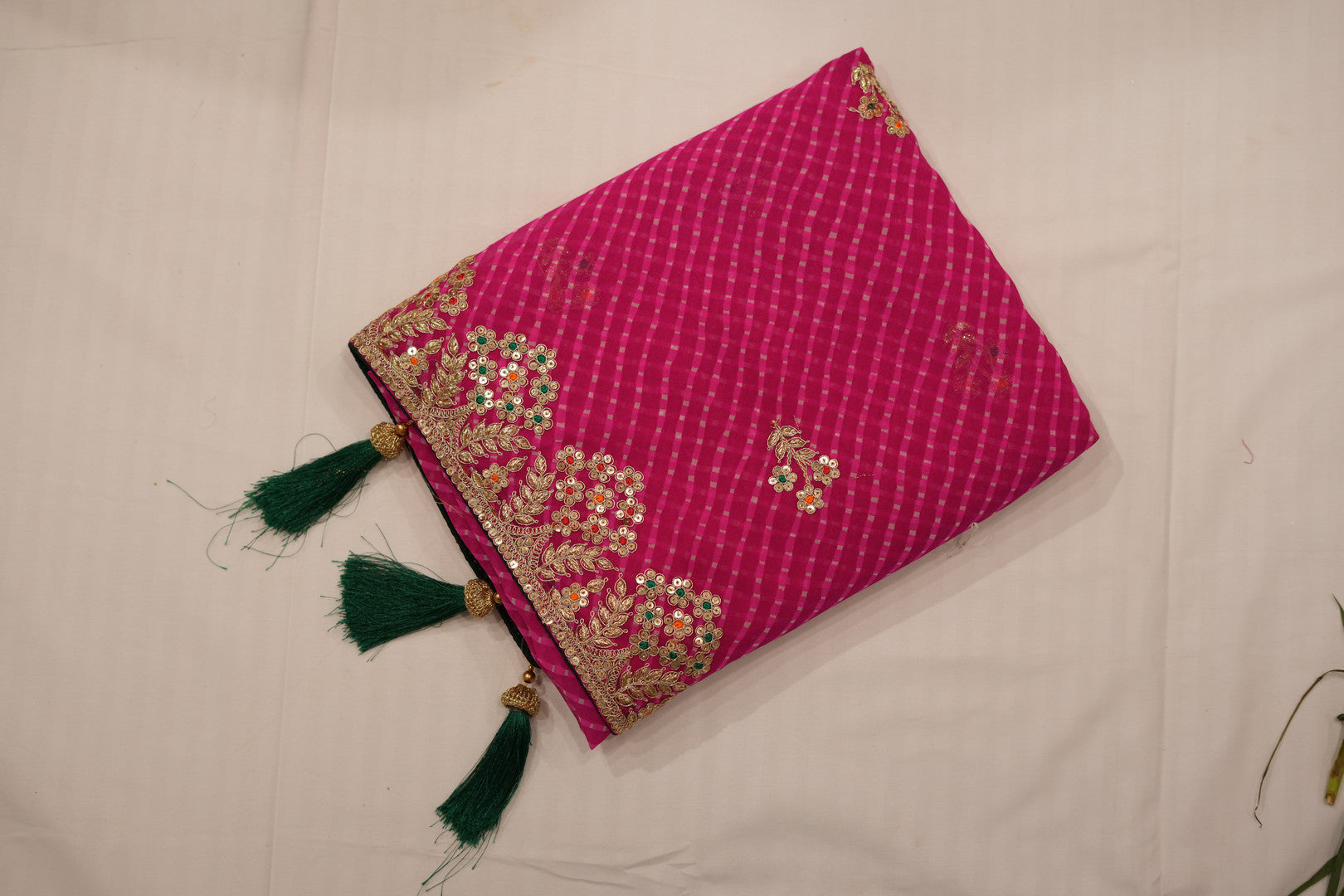 Pure Georgette Leheriya With Gota Patti Hand Work
