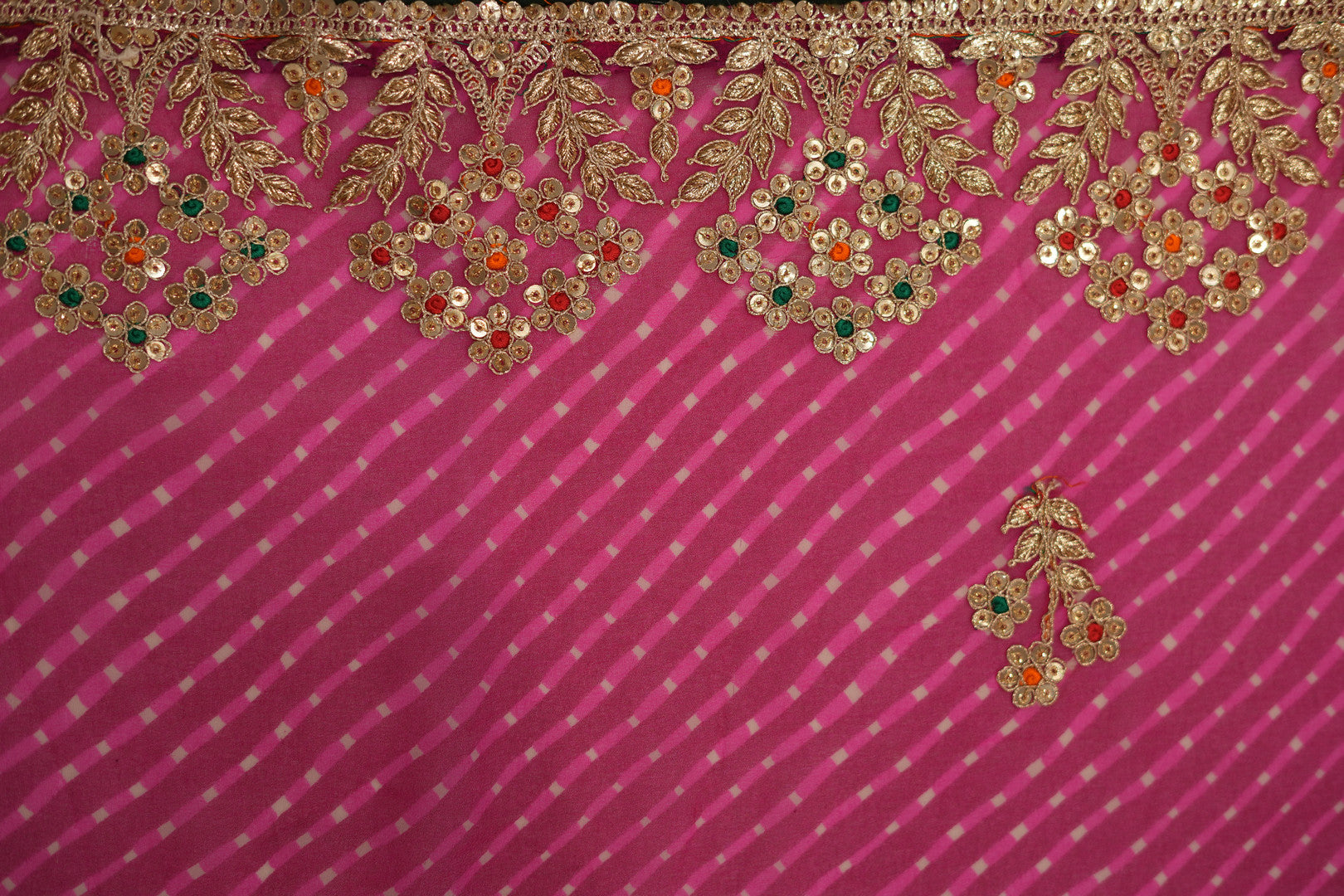 Pure Georgette Leheriya With Gota Patti Hand Work