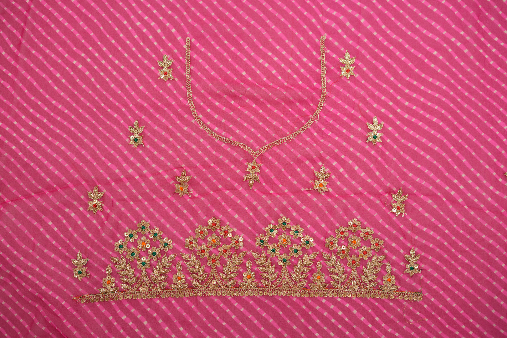 Pure Georgette Leheriya With Gota Patti Hand Work