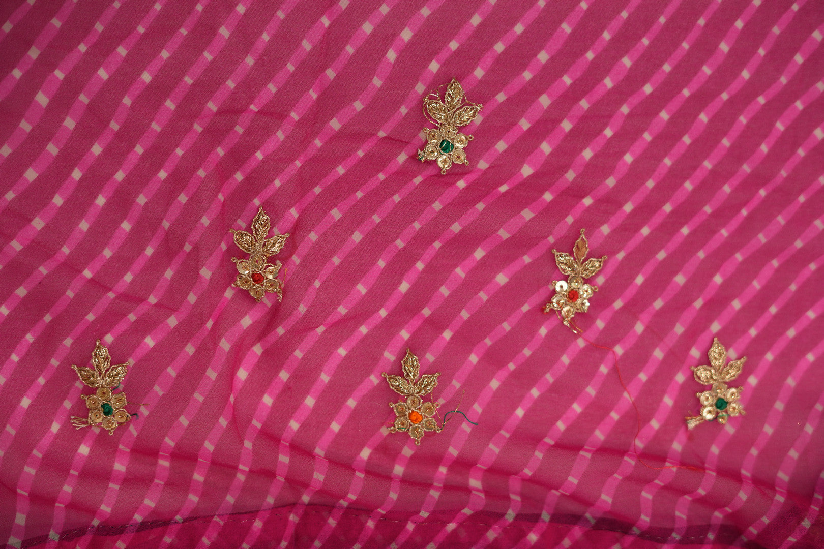 Pure Georgette Leheriya With Gota Patti Hand Work