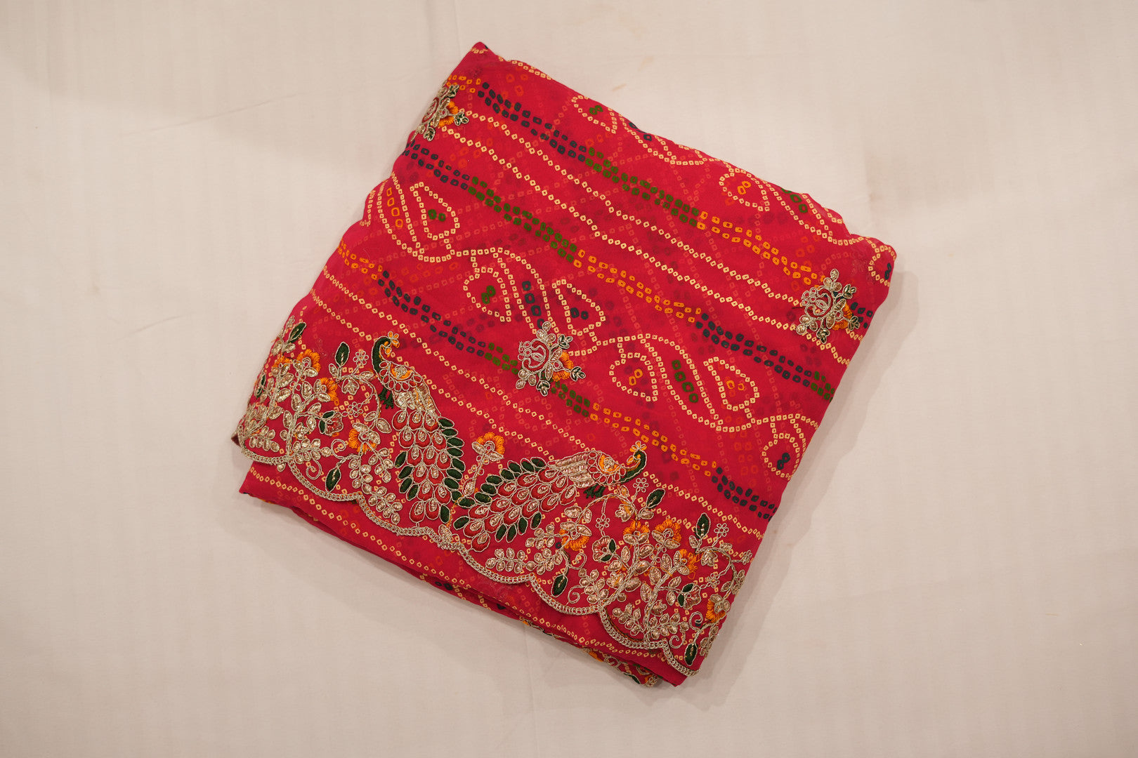 Pure Georgette Print Bandhini With Gota Patti Work