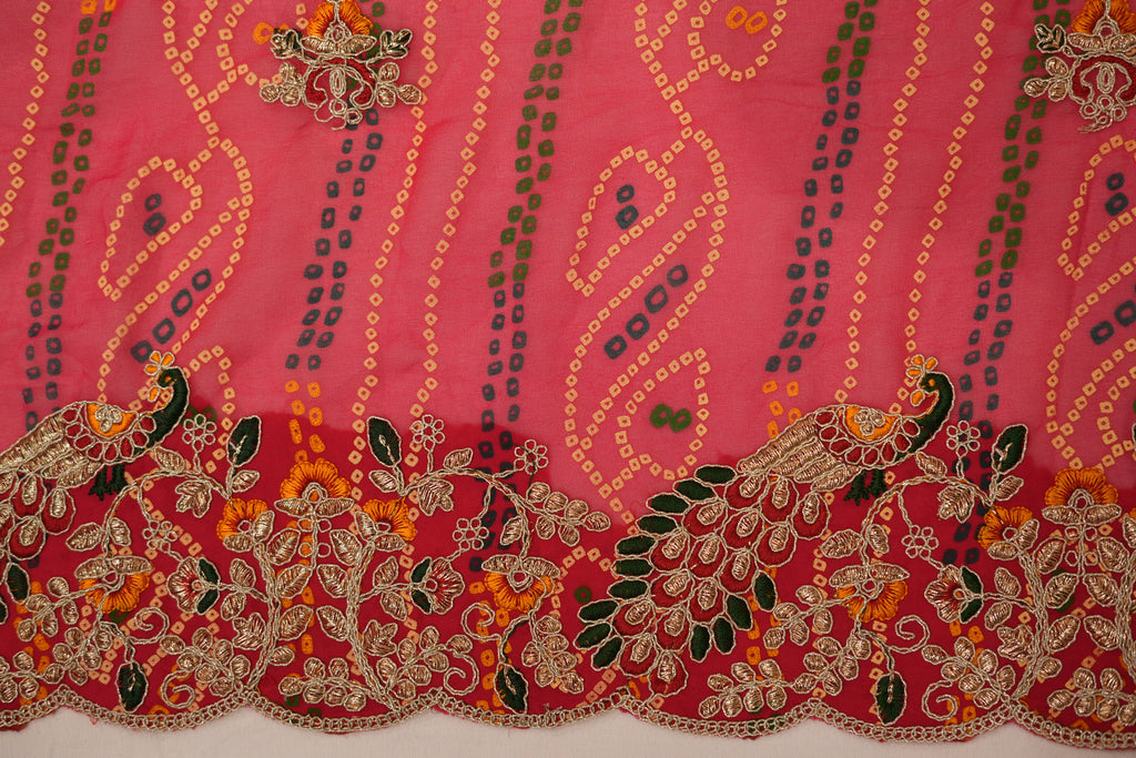 Pure Georgette Print Bandhini With Gota Patti Work