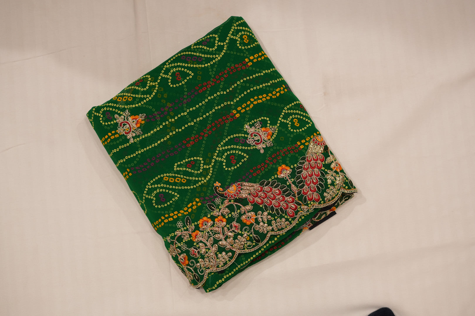 Pure Georgette Print Bandhini With Gota Patti Work