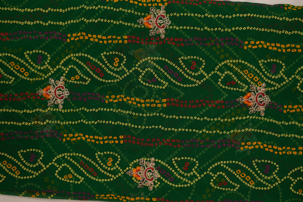 Pure Georgette Print Bandhini With Gota Patti Work