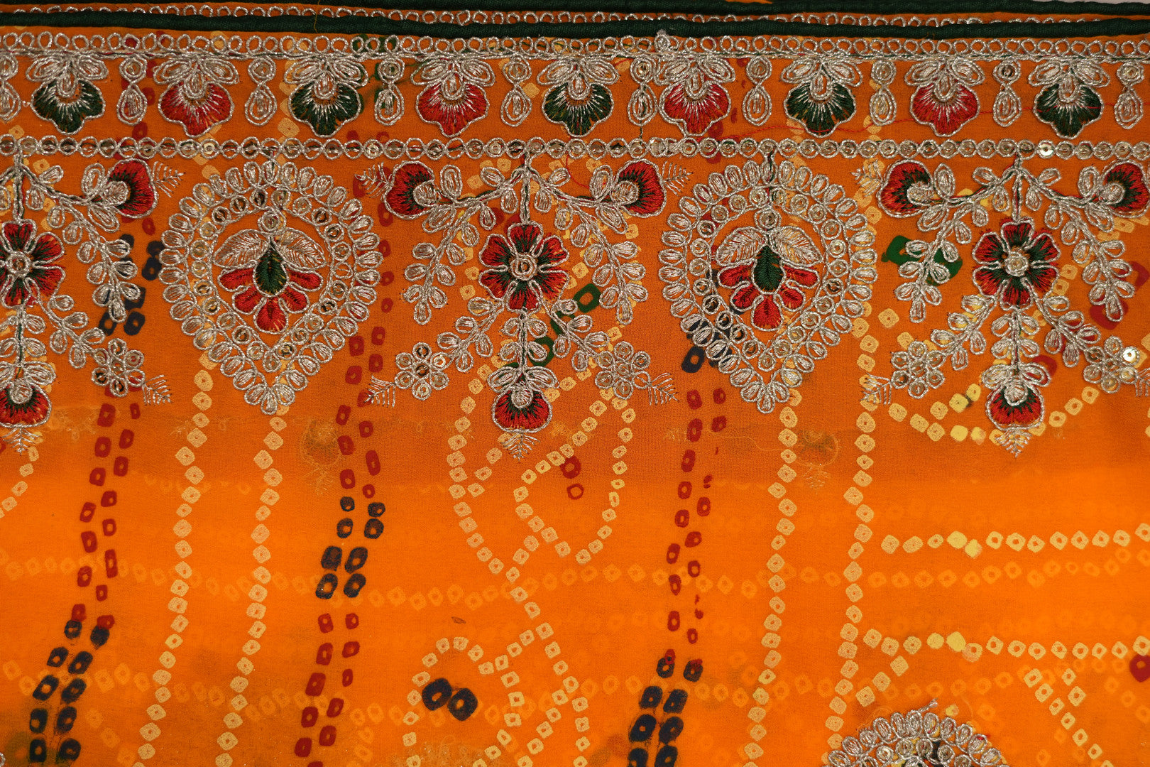 Pure Georgette Print Bandhini With Gota Patti Work