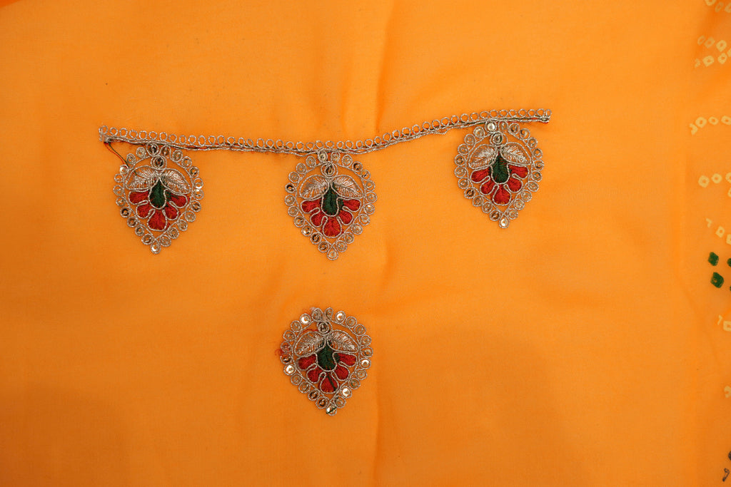 Pure Georgette Print Bandhini With Gota Patti Work