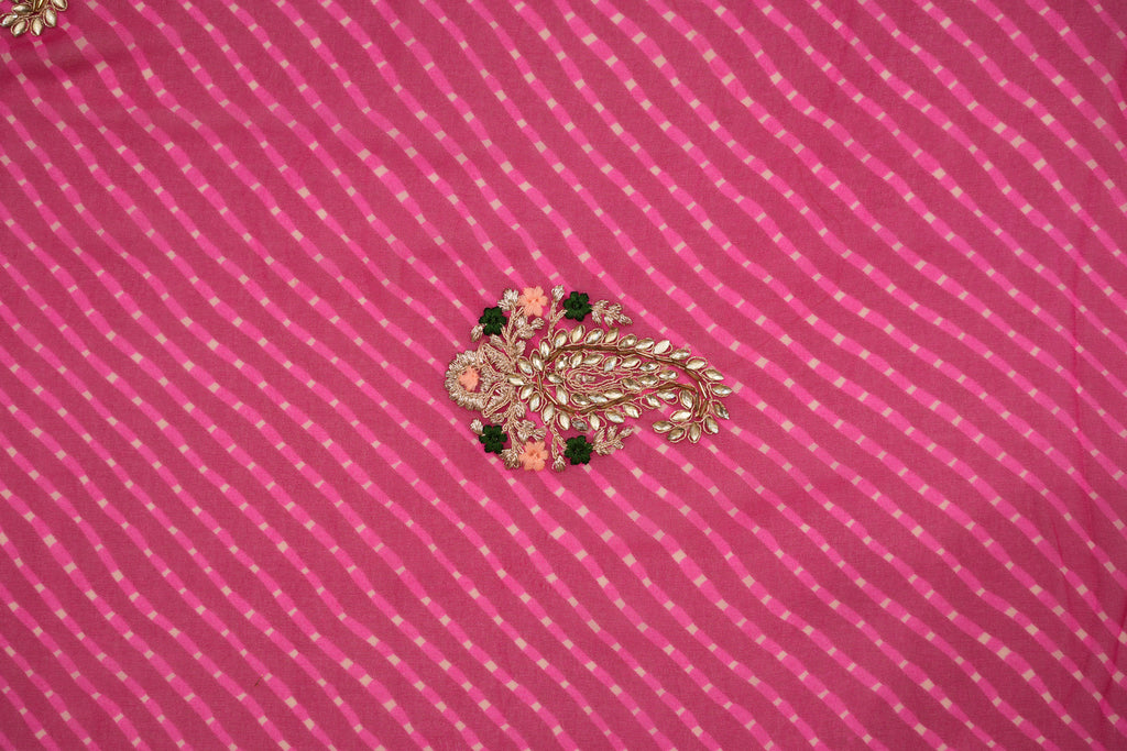 Pure Georgette Leheriya Saree with Gota Patti Handwork