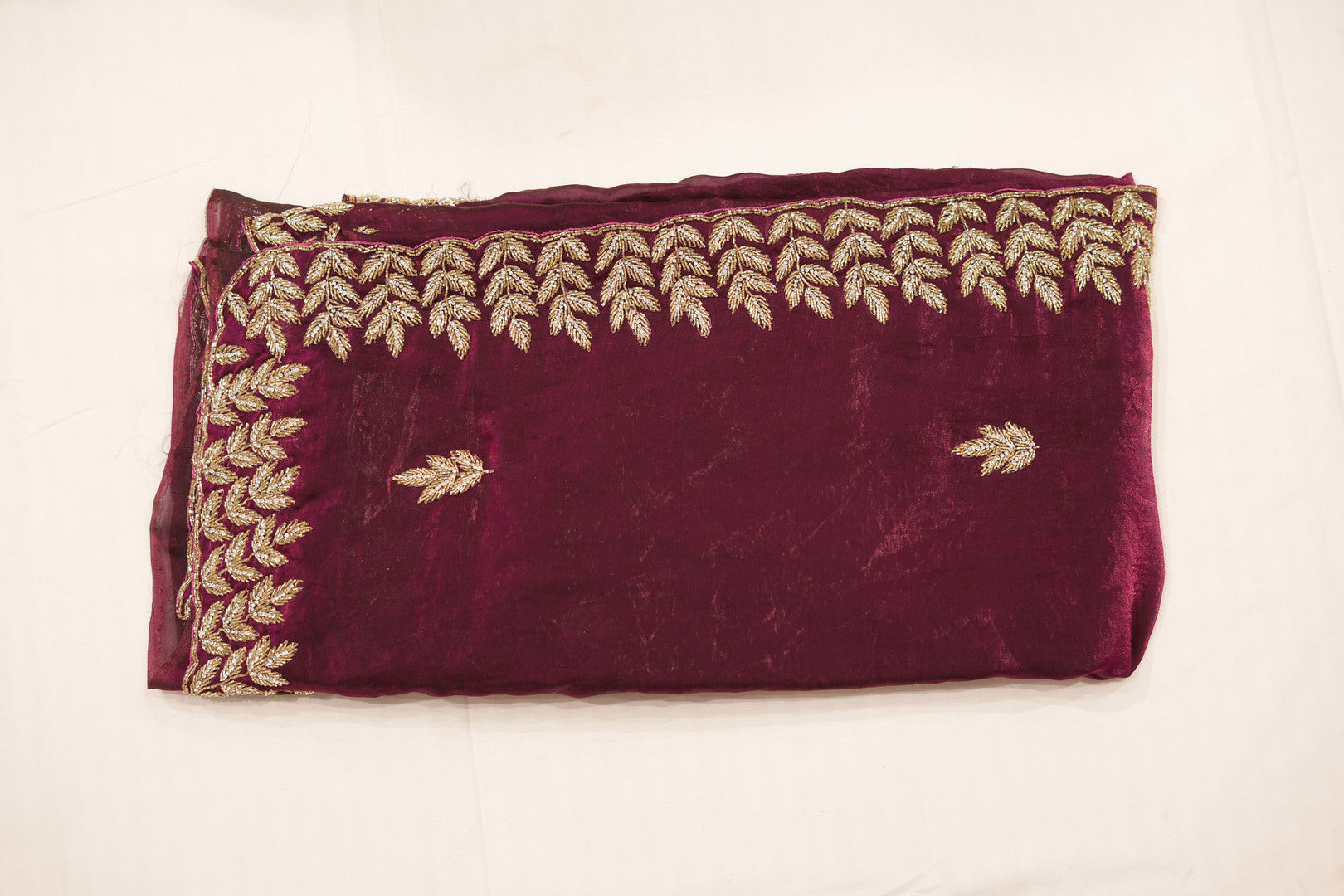 Maroon Clutch with Gold Embroidery