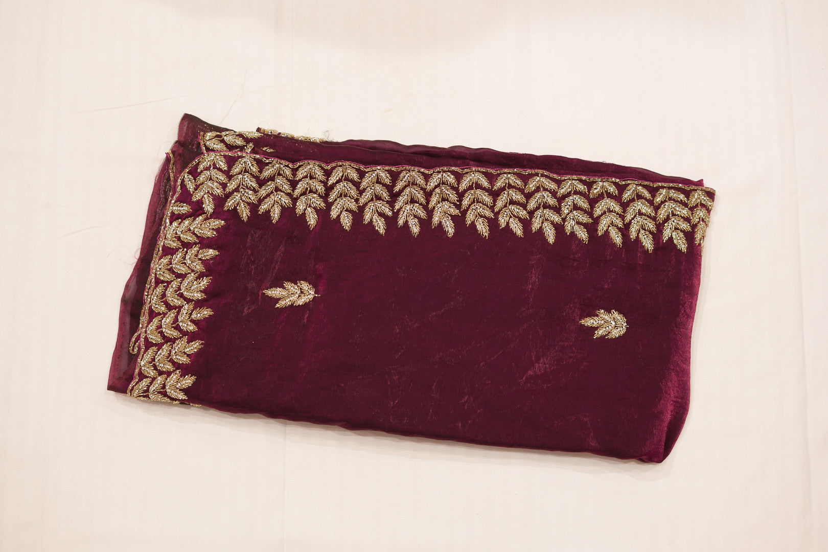 Maroon Clutch with Gold Embroidery