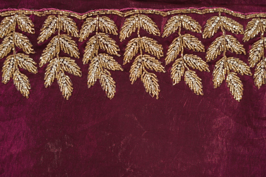 Maroon Clutch with Gold Embroidery