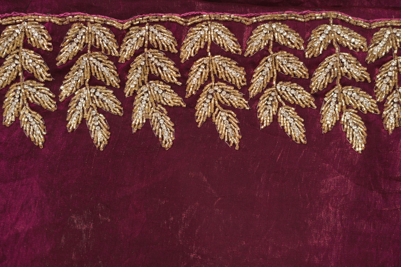 Maroon Clutch with Gold Embroidery