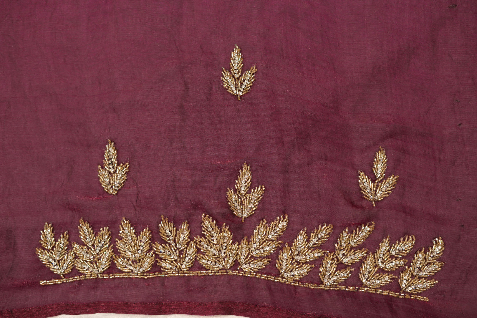 Maroon Clutch with Gold Embroidery