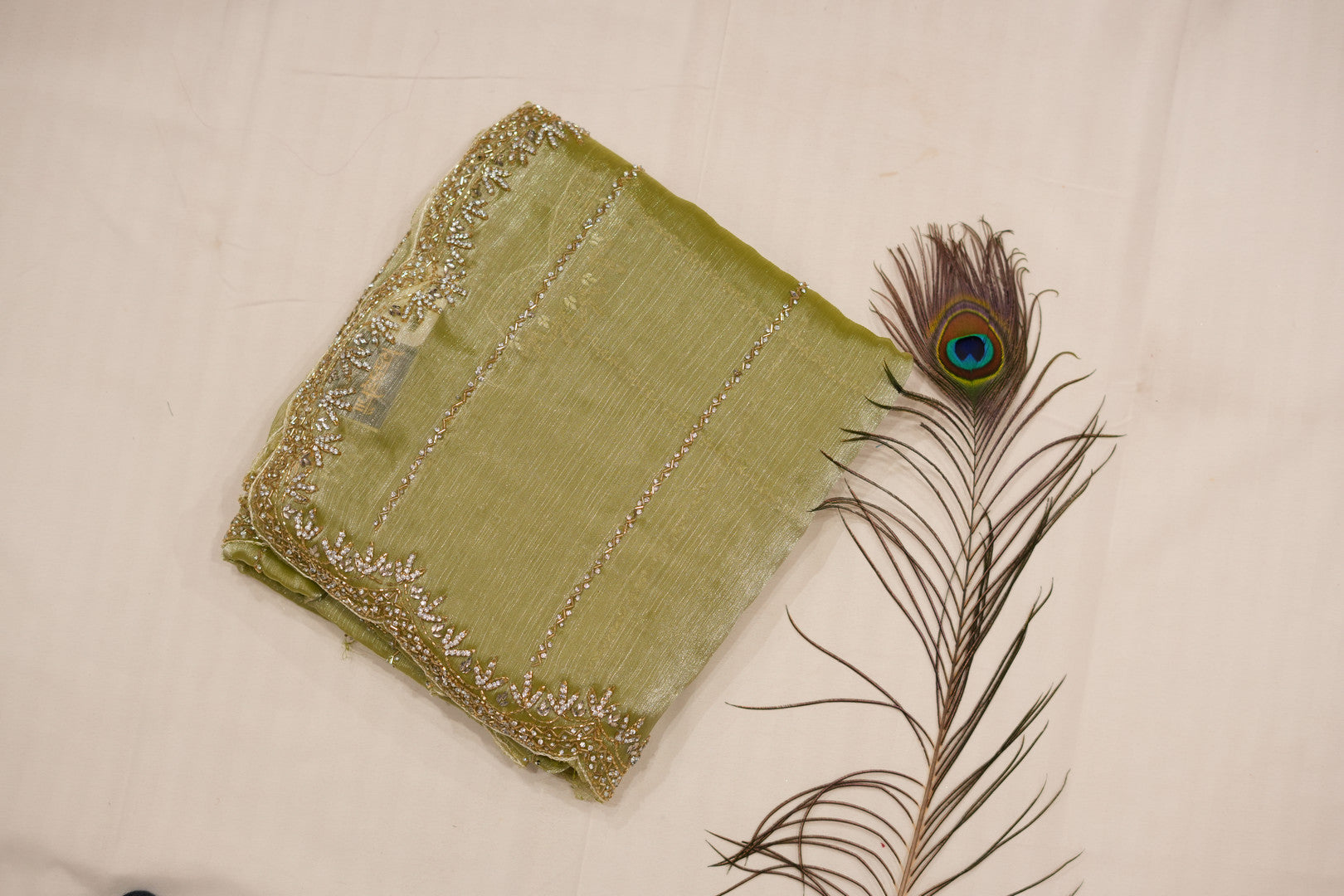 Pure Tissue Silk Saree with Silver Embroidery