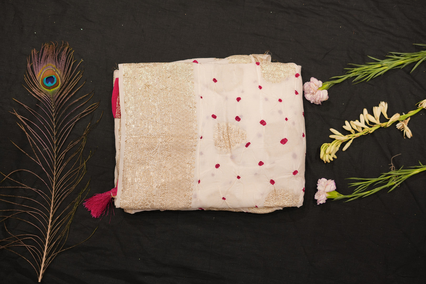 Silk Georgtte Rai Bandhej Saree