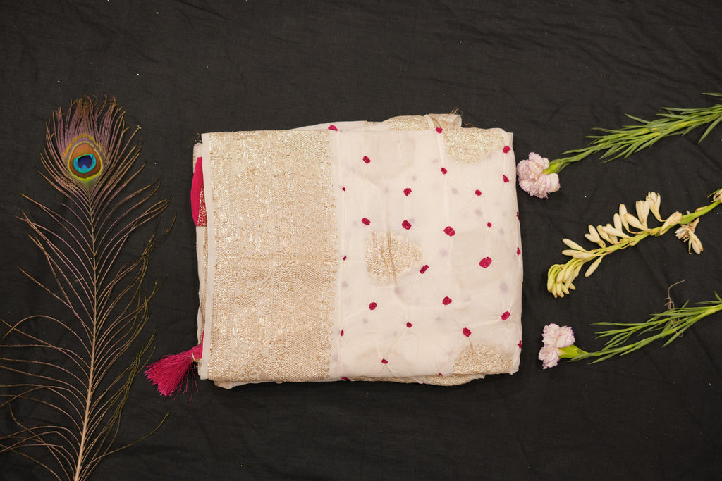 Silk Georgtte Rai Bandhej Saree
