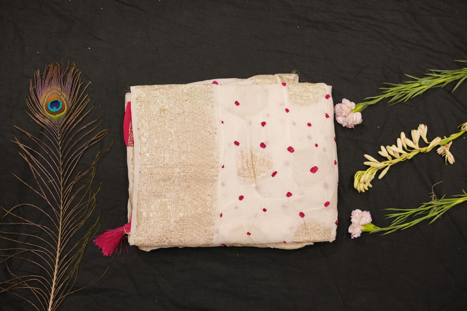 Silk Georgtte Rai Bandhej Saree