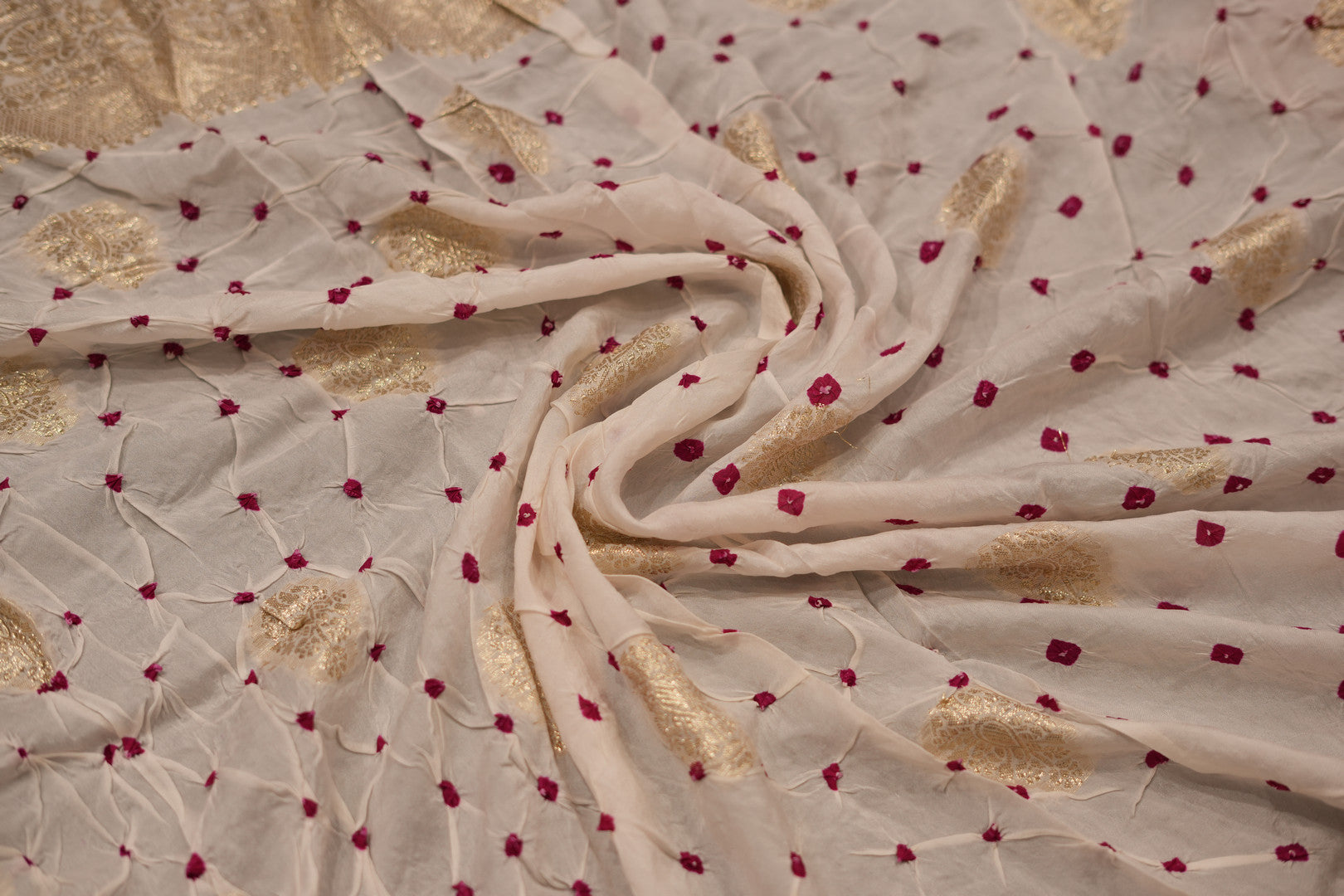 Silk Georgtte Rai Bandhej Saree